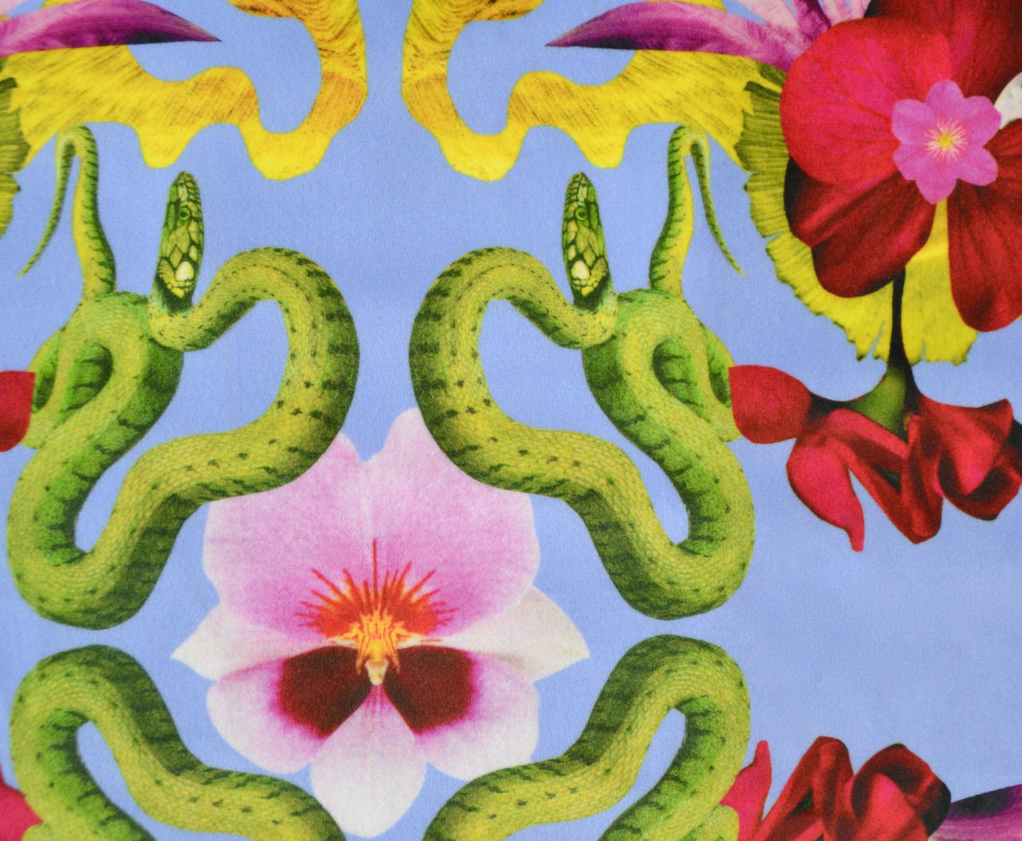 Snakes & Flowers Eco Velvet Fabric - Lilac