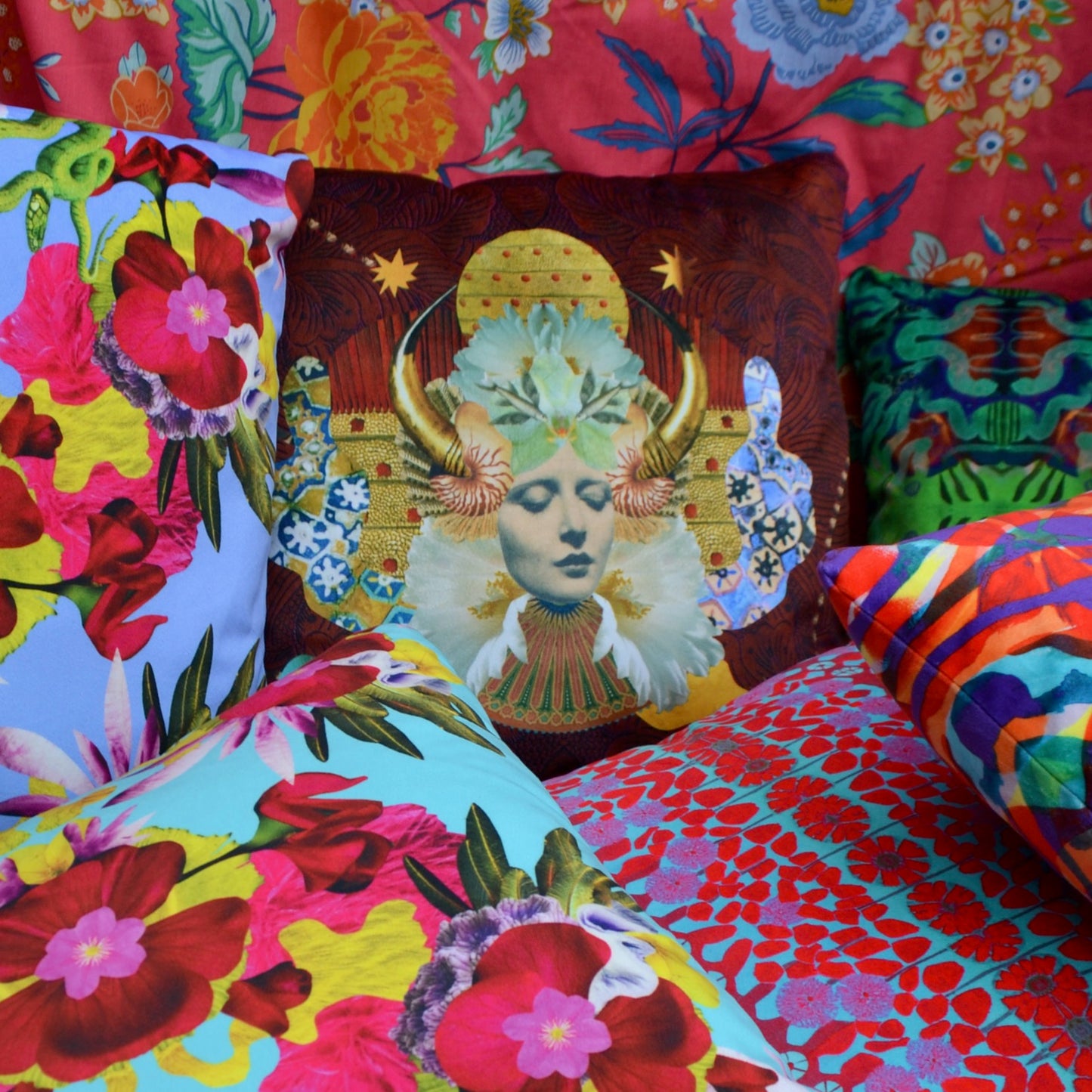 Hathor Cushion - Burgundy - Eco Velvet