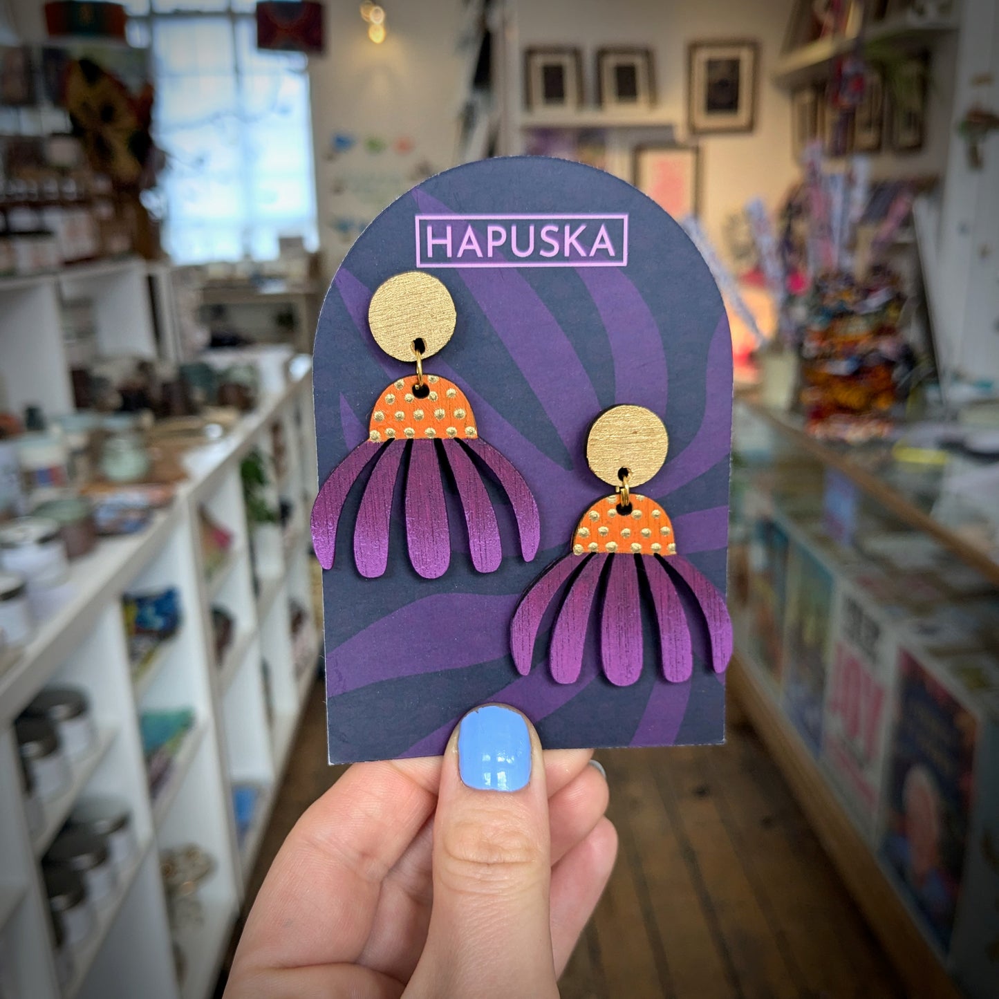 Purple Echinacea Earrings