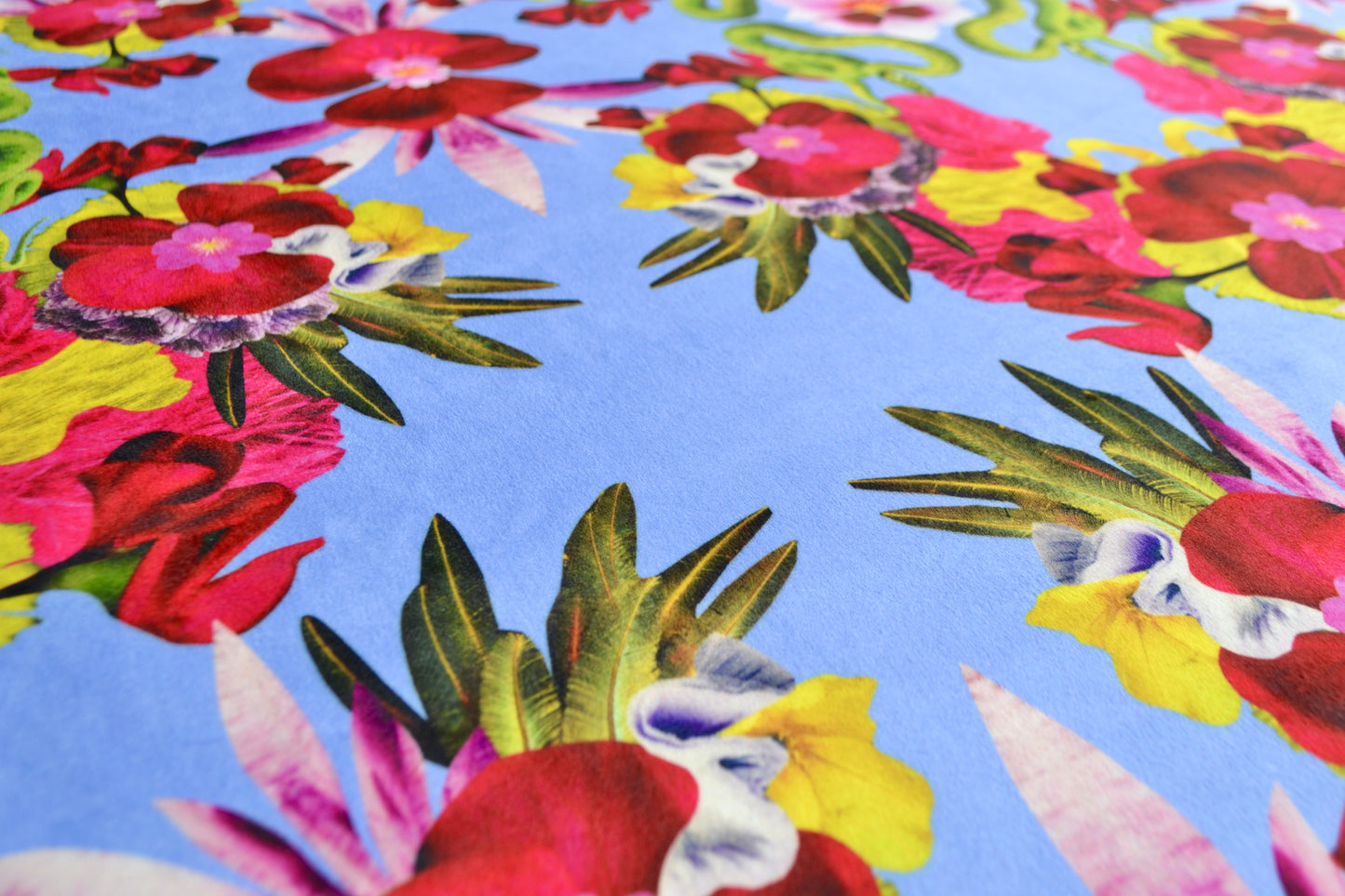 Snakes & Flowers Eco Velvet Fabric - Lilac