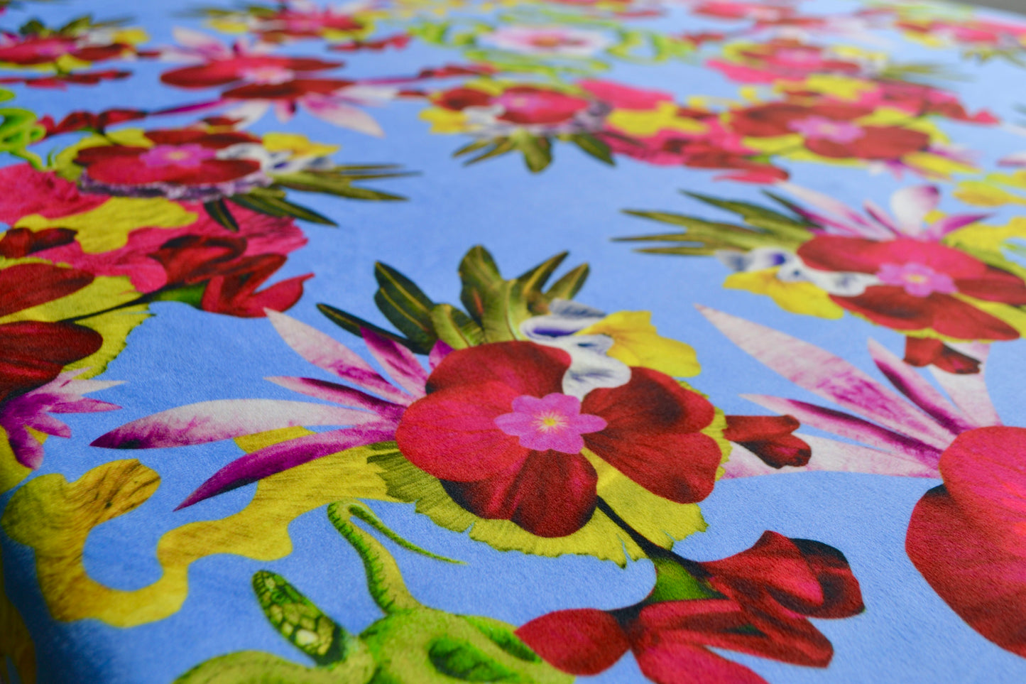 Snakes & Flowers Eco Velvet Fabric - Lilac