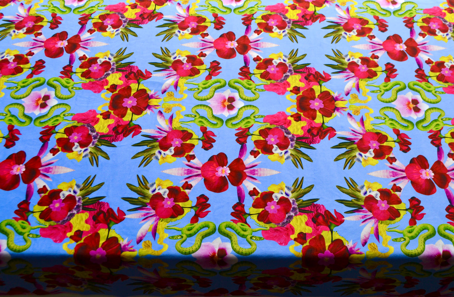 Snakes & Flowers Eco Velvet Fabric - Lilac