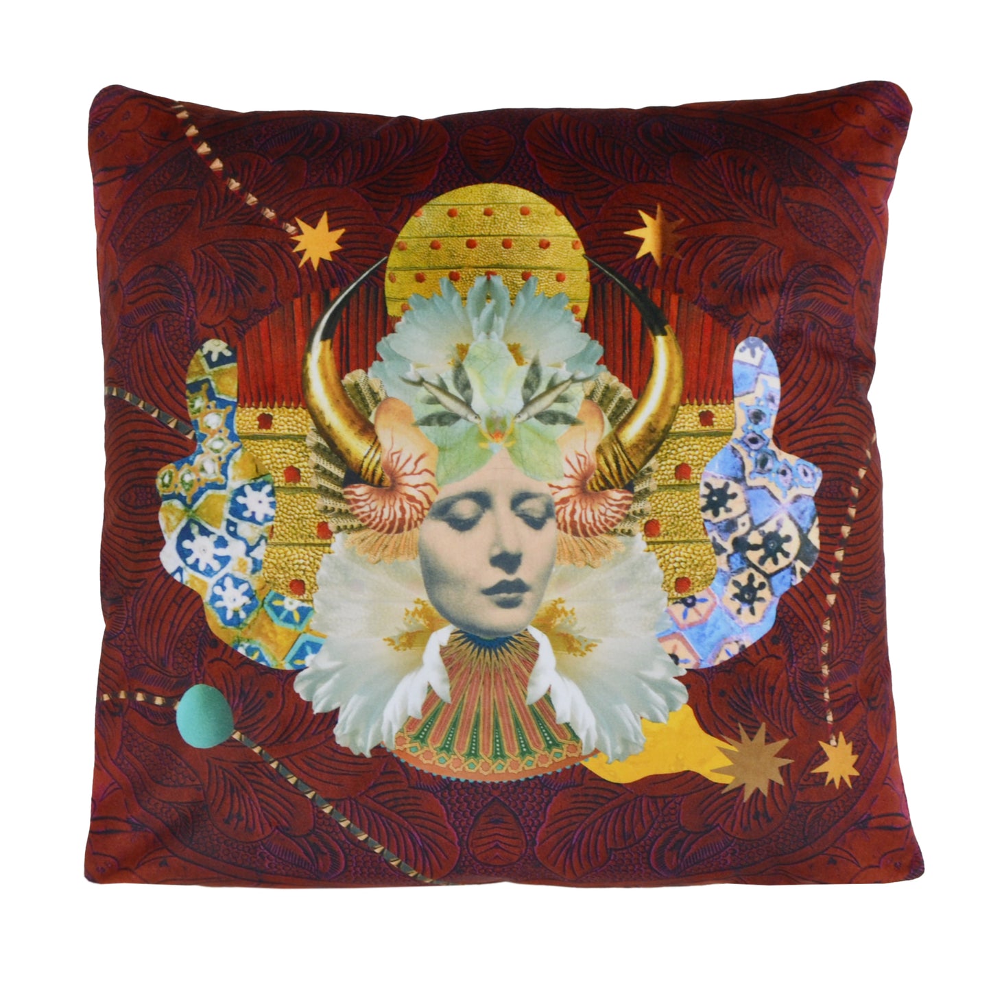 Hathor Cushion - Burgundy - Eco Velvet