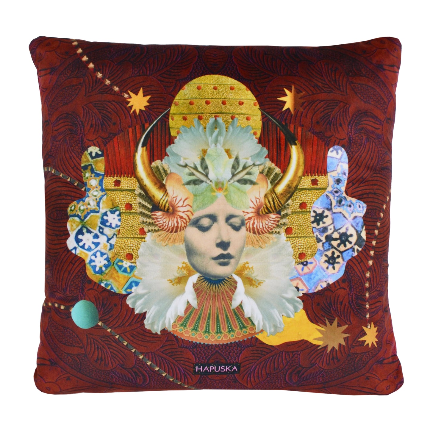 Hathor Cushion - Burgundy - Eco Velvet